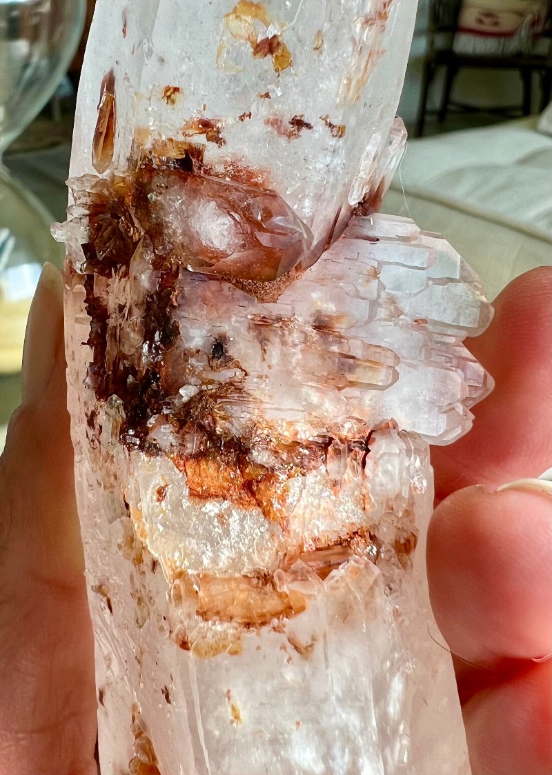 RARE PINK LEMURIAN CRYSTAL - SELF HEALED