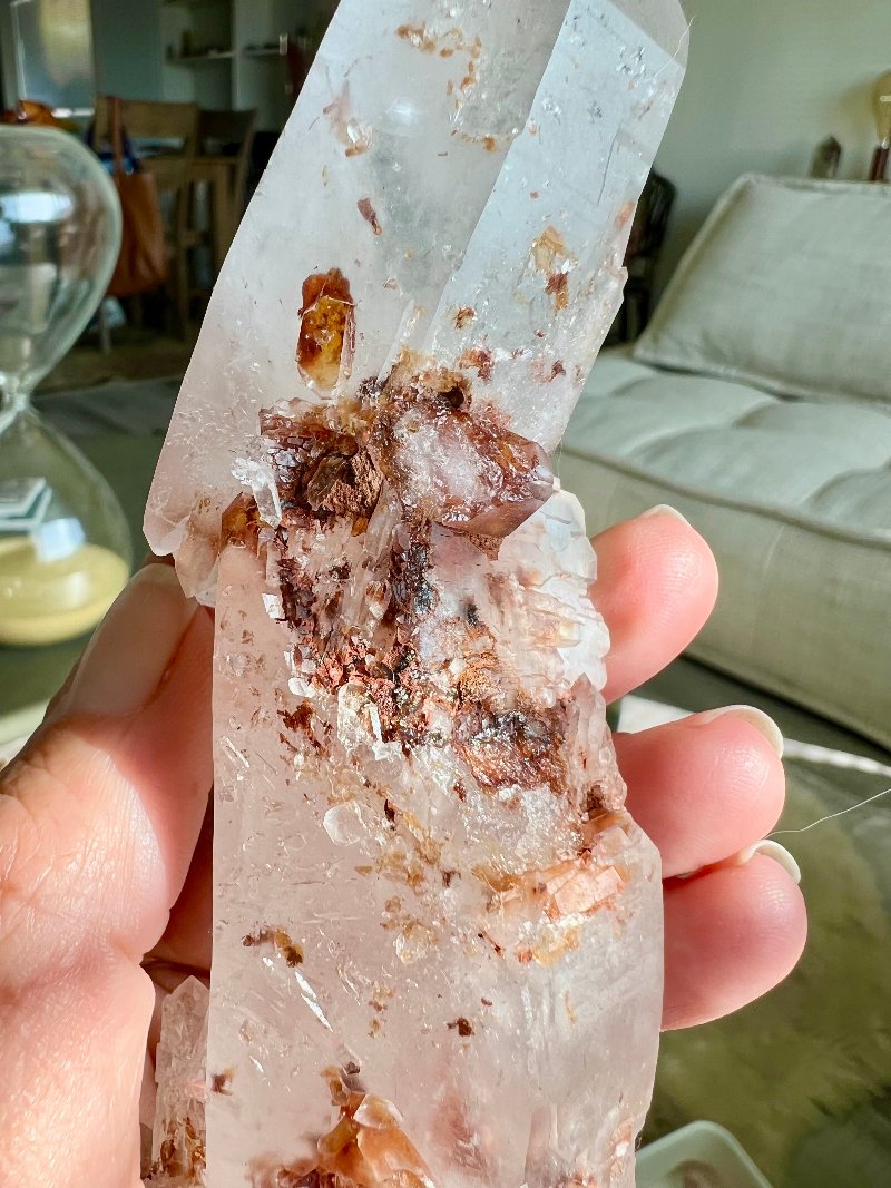 RARE PINK LEMURIAN CRYSTAL - SELF HEALED