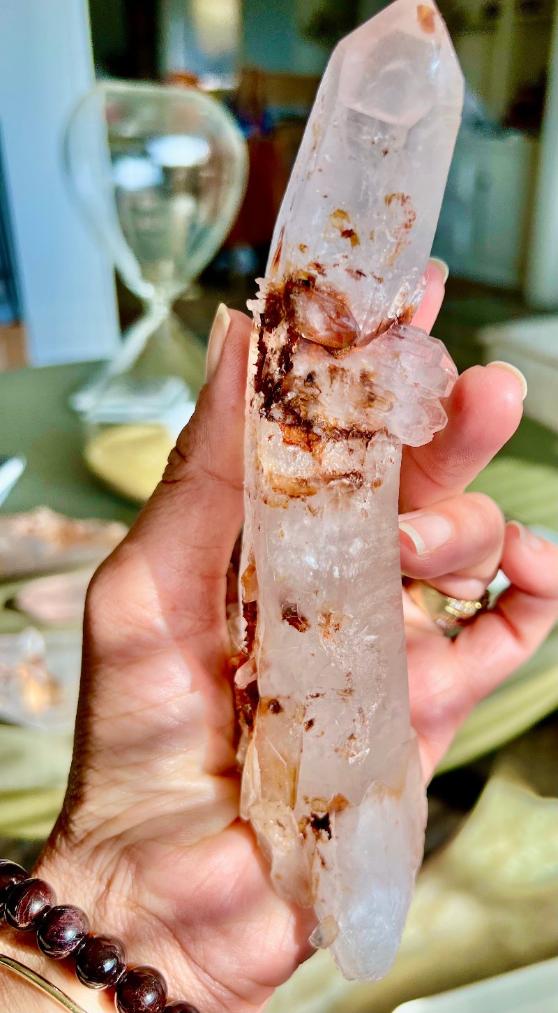 RARE PINK LEMURIAN CRYSTAL - SELF HEALED