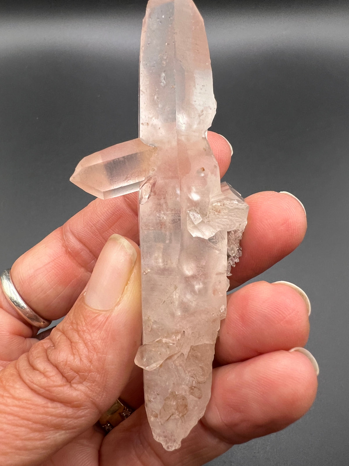 RARE PINK LEMURIAN CRYSTAL WITH BRIDGE