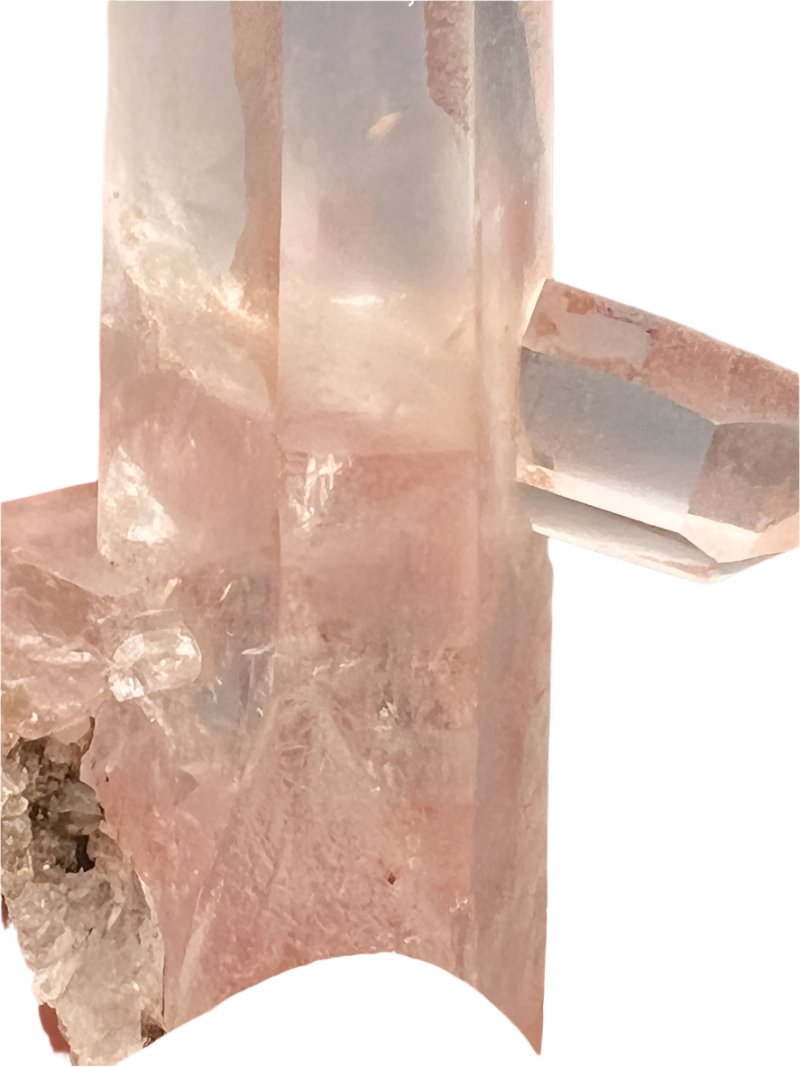 RARE PINK LEMURIAN CRYSTAL WITH BRIDGE