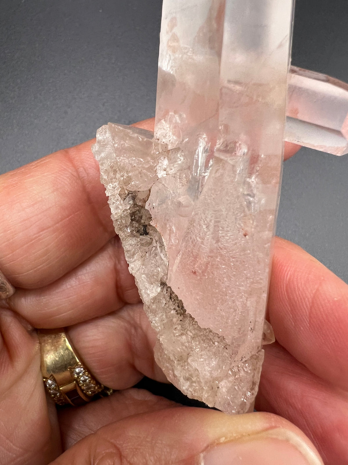 RARE PINK LEMURIAN CRYSTAL WITH BRIDGE